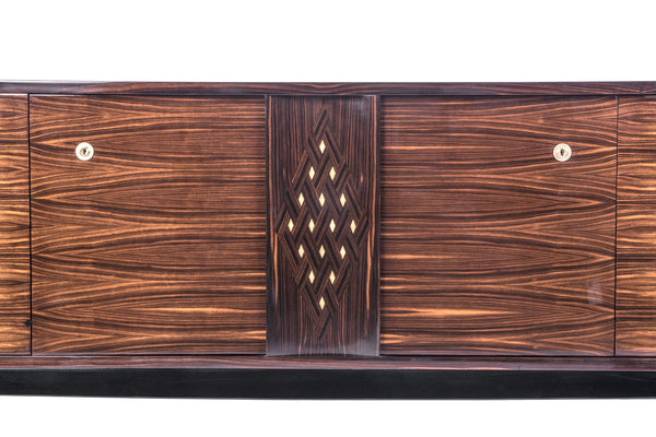 Rare French Art Deco Buffet / Sideboard In Blonde Macassar Ebony - Art Deco Antiques
 - 2