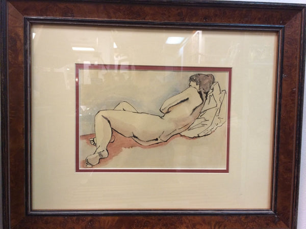 Captivating Mid-Century Modernist Nude Watercolor Painting By Sawyer - Art Deco Antiques
 - 1