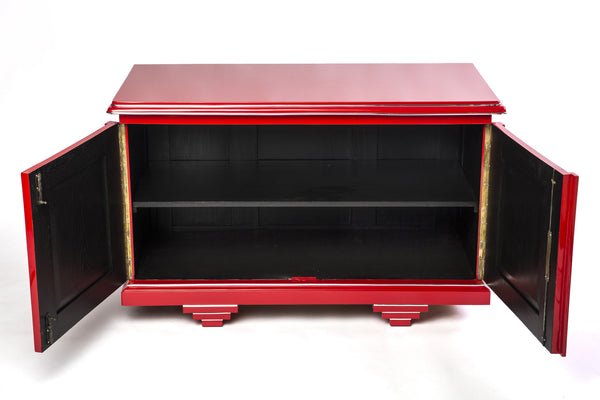 Chic Art Deco Sideboard In Cherry Red And Black Interior - Art Deco Antiques
 - 4