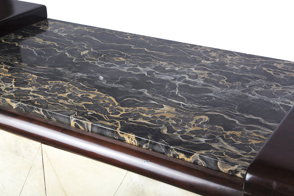 Colossal French Art Deco Buffet / Sideboard With Parchment Covered Doors - Art Deco Antiques
 - 4