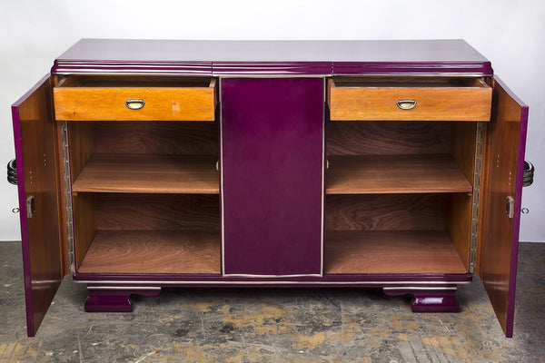 Posh Streamlined Art Deco Sideboard In Plum - Art Deco Antiques
 - 4