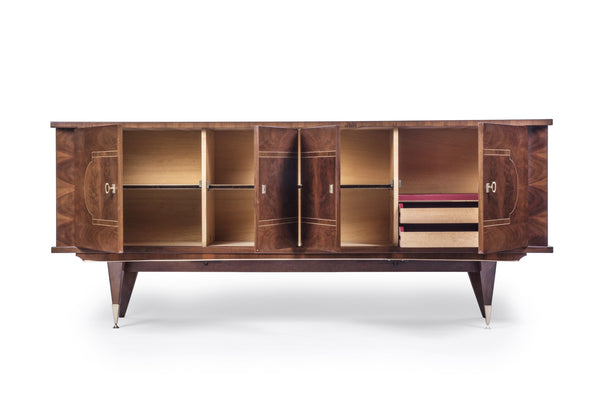 Luxe French Art Deco Buffet / Sideboard In Walnut - Art Deco Antiques
 - 3