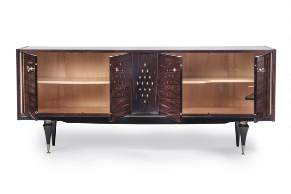 Rare French Art Deco Buffet / Sideboard In Blonde Macassar Ebony - Art Deco Antiques
 - 3