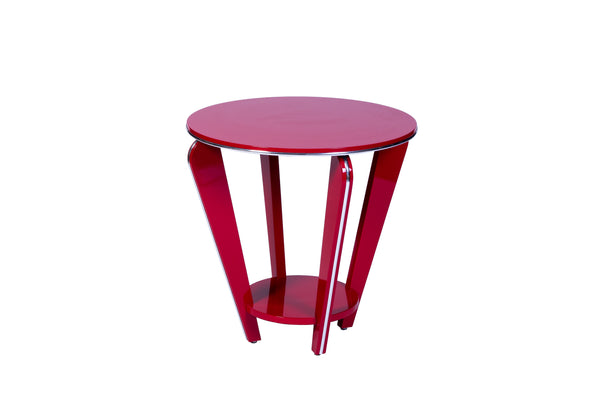 Art Deco Style Side Table In Crimson Lacquer