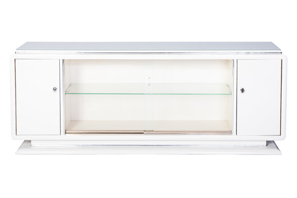 Magnificent Art Deco Lowboard In High Gloss White Lacquer
