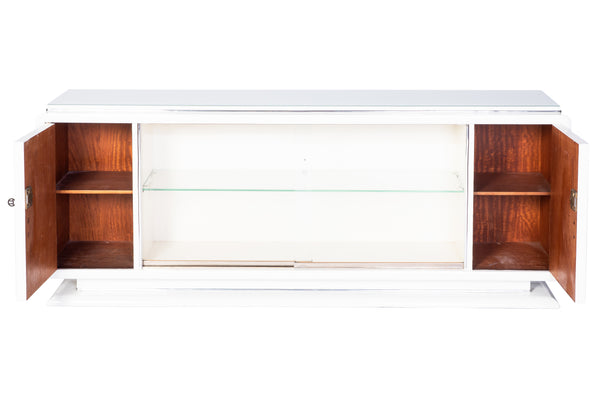 Magnificent Art Deco Lowboard In High Gloss White Lacquer
