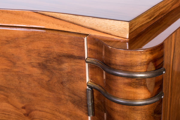 Luxe French Art Deco Sideboard Credenza In Amboine Burl