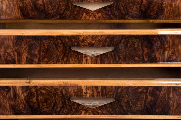 Art Deco Sideboard Credenza Showcase In Walnut With Marble Top