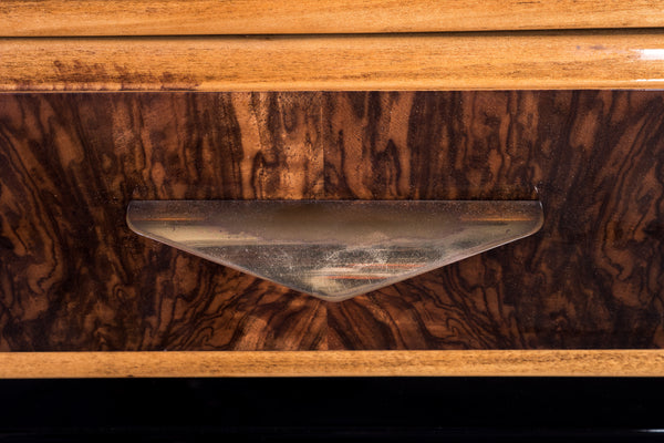 Art Deco Sideboard Credenza Showcase In Walnut With Marble Top