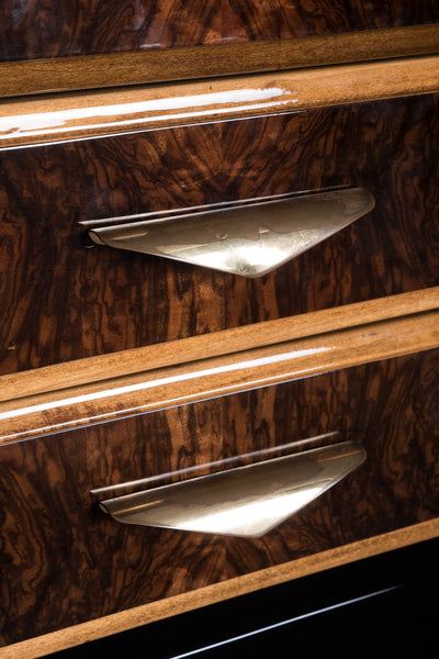 Art Deco Sideboard Credenza Showcase In Walnut With Marble Top