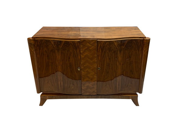 Luxe French Art Deco Walnut Sideboard / Buffet / Credenza