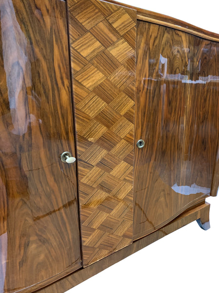Luxe French Art Deco Walnut Sideboard / Buffet / Credenza