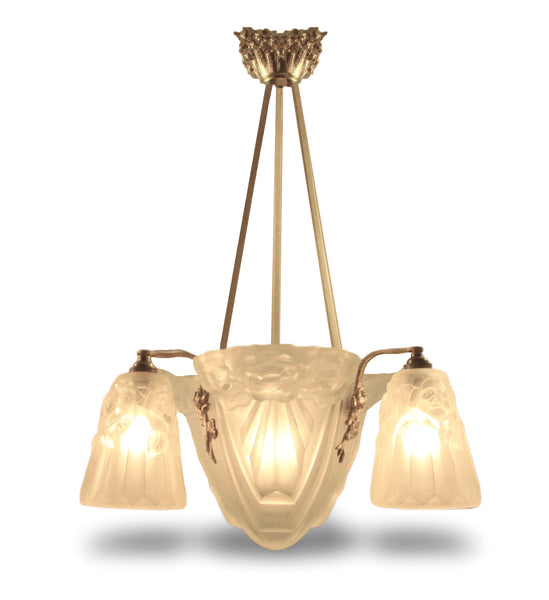 Luxe French Art Deco Chandelier By Degue - Art Deco Antiques
 - 7