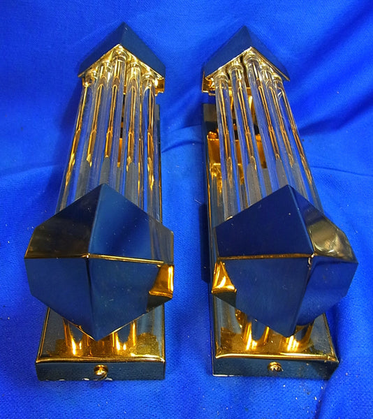 Pair Of 1960's Mid-Century Modernist Machine Age Wall Scones By Honsel - Art Deco Antiques
 - 3