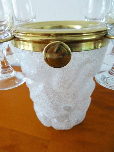 Exquisite Art Deco Set Of 6 Cordial Glasses & Ice Bucket By Westmoreland - Art Deco Antiques
 - 2