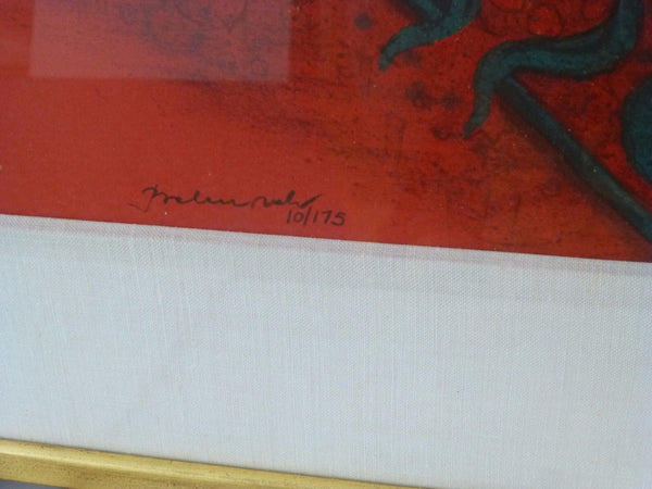Stunning Mid-Century Modernist Abstract Lithograph Painting By Branko Bahunek - Art Deco Antiques
 - 4