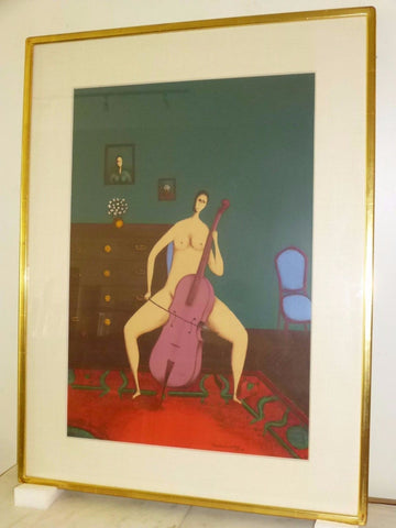 Stunning Mid-Century Modernist Abstract Lithograph Painting By Branko Bahunek - Art Deco Antiques
 - 1