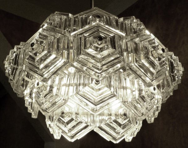 Beautiful Mid-Century Modernist Crystal Chandelier - Art Deco Antiques
 - 6