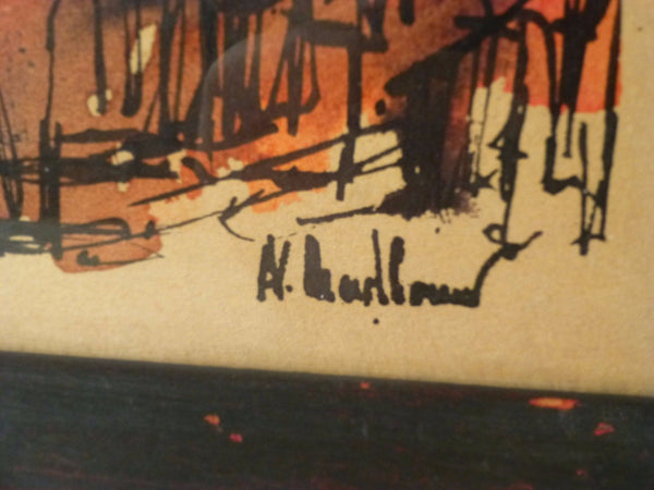 Impressive 1940's Mid-Century Modernist Oil Painting - Art Deco Antiques
 - 5