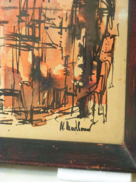 Impressive 1940's Mid-Century Modernist Oil Painting - Art Deco Antiques
 - 6