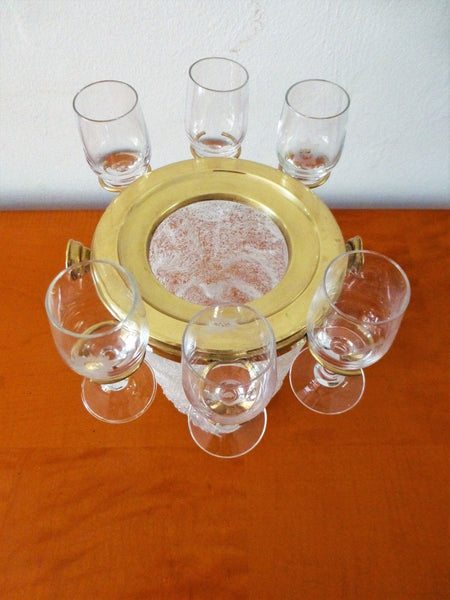 Exquisite Art Deco Set Of 6 Cordial Glasses & Ice Bucket By Westmoreland - Art Deco Antiques
 - 6