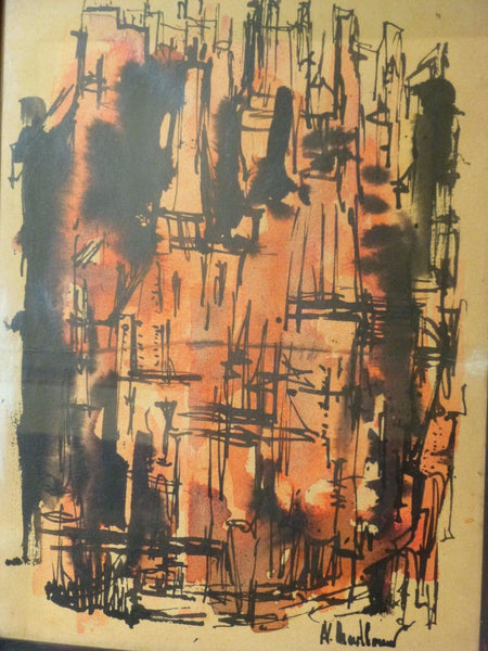 Impressive 1940's Mid-Century Modernist Oil Painting - Art Deco Antiques
 - 7
