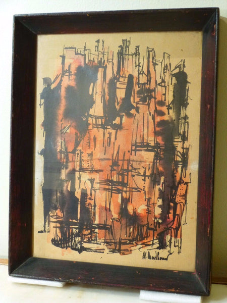 Impressive 1940's Mid-Century Modernist Oil Painting - Art Deco Antiques
 - 1