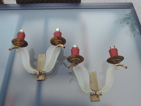 Stunning Pair of 1930's Art Deco Glass Sconces By Petitot & Ezan - Art Deco Antiques
 - 1