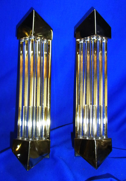 Pair Of 1960's Mid-Century Modernist Machine Age Wall Scones By Honsel - Art Deco Antiques
 - 2