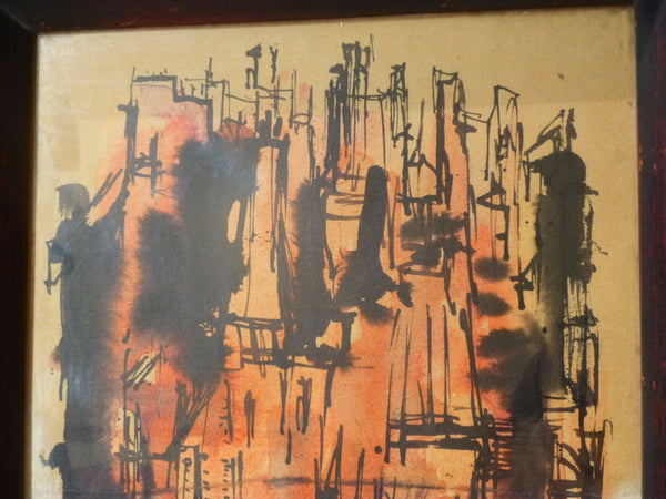 Impressive 1940's Mid-Century Modernist Oil Painting - Art Deco Antiques
 - 8