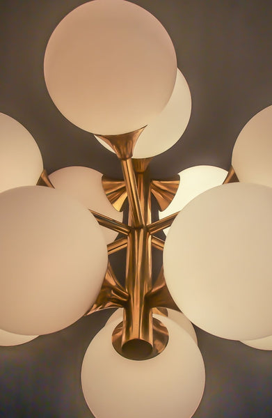 Wonderful Mid-Century Modernist 1960's Brass Sputnik Chandelier - Art Deco Antiques
 - 11