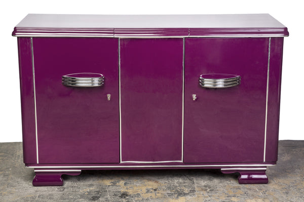 Posh Streamlined Art Deco Sideboard In Plum - Art Deco Antiques
 - 1