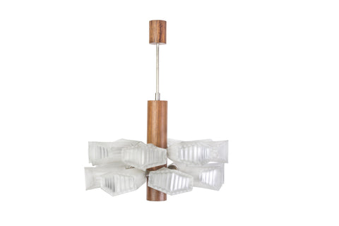 Mid-Century Modern Teak & Glass Chandelier - Art Deco Antiques
 - 1