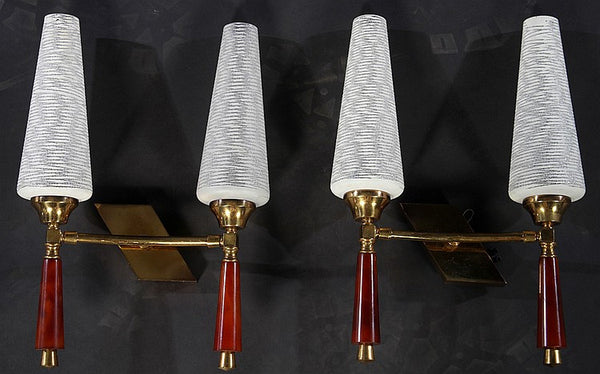 Gorgeous Pair of Italian Brass & Bakelite Sconces - Art Deco Antiques
 - 2