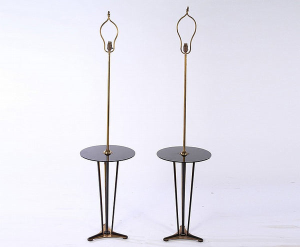 Pair Of Mid-Century Modernist Floor Lamps With Glass Shelves - Art Deco Antiques
 - 1