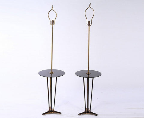 Pair Of Mid-Century Modernist Floor Lamps With Glass Shelves - Art Deco Antiques
 - 1
