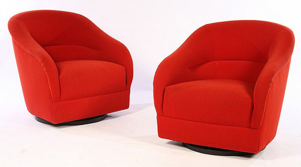 Pair Of Mid-Century Modernist Swivel Chairs In The Manner Of Milo Baughman - Art Deco Antiques
 - 1