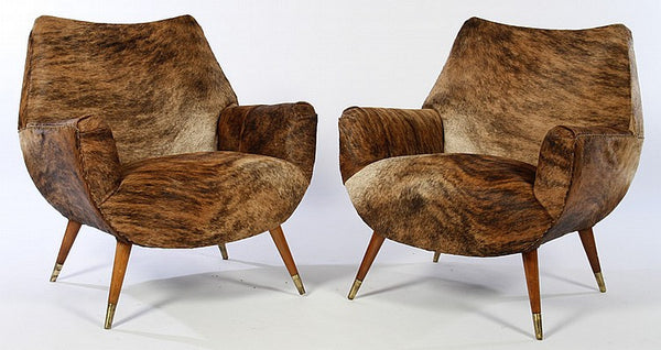 Sophisticated Pair Of Mid-Century Modernist Cowhide Chairs - Art Deco Antiques
 - 1