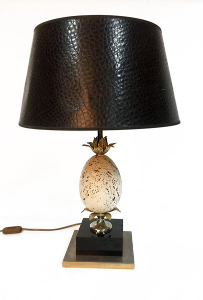 Stunning 1970's Travertine Ostrich Egg Table Lamp