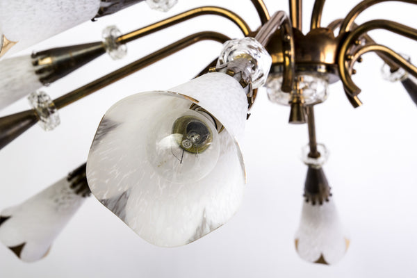 Mid-Century Genet et Michon Chandelier With Shades by Sevres - Art Deco Antiques
 - 3