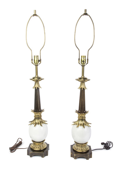 Luxe Pair Of Hollywood Regency Ostrich Egg Lamps By Stiffel