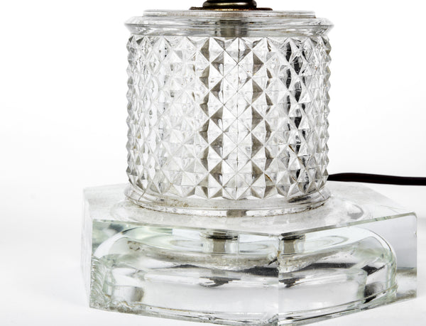 Luxe Pair of 1940's Stacked Crystal Table Lamps