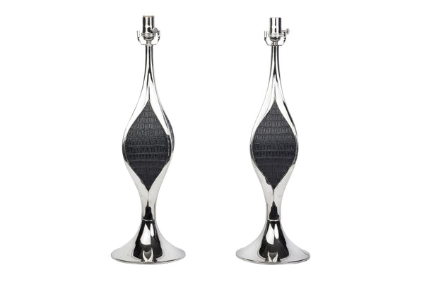 Pair Of Mid-Century Modernist Sculptural Chrome Table Lamps by Laurel