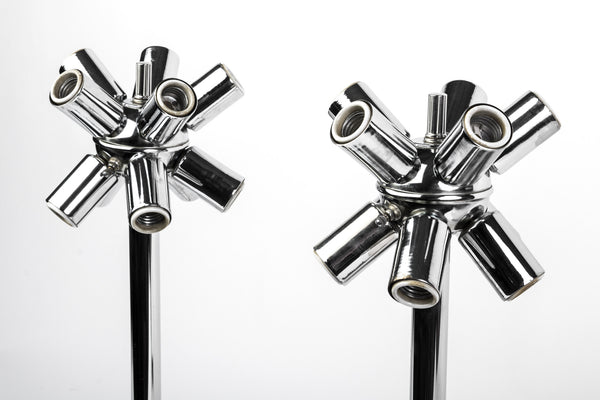 Pair 1970's Mid-Century Modernist Atomic Sputnik Table Lamps