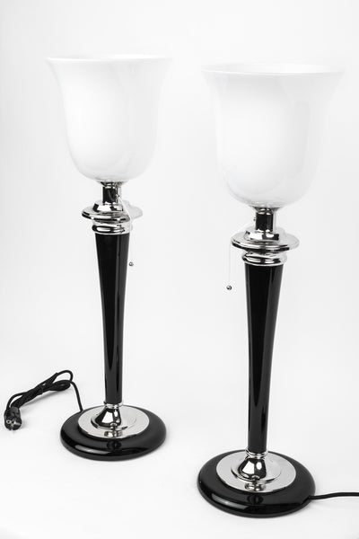 Beautiful Pair Of Art Deco Style Table Lamps designed by Mazda