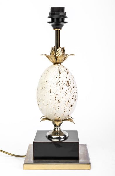 Stunning 1970's Travertine Ostrich Egg Table Lamp