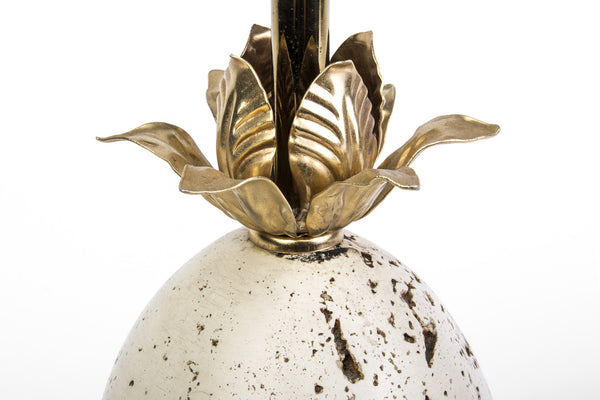 Stunning 1970's Travertine Ostrich Egg Table Lamp