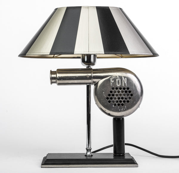 Impressive 1940's Art Deco Chrome Table Lamp with Sculptural Antique Hair Dryer