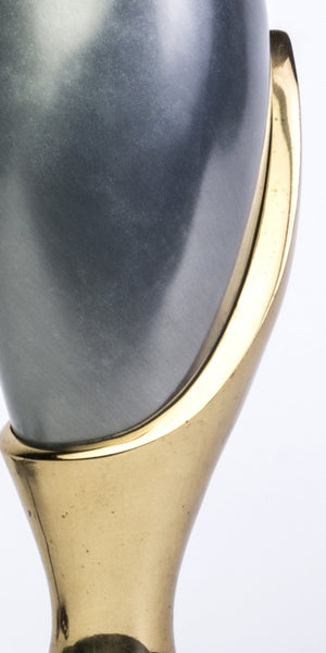 Mid-Century Modernist Ceramic And Brass Table Lamp Depicting A Calla