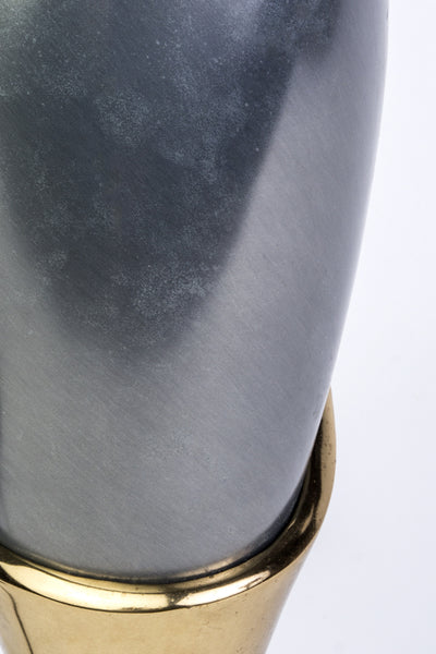Mid-Century Modernist Ceramic And Brass Table Lamp Depicting A Calla
